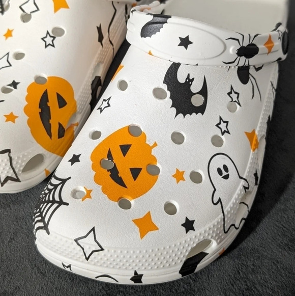 Halloween slip on foam clogs like Crocs, bat spider ghost Jack o lantern 9.5-10 - Picture 2 of 5